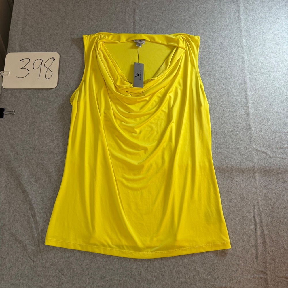 Worthington Electric Yellow Cowl Neck Sleeveless Top XL NWT 832-4529 0117